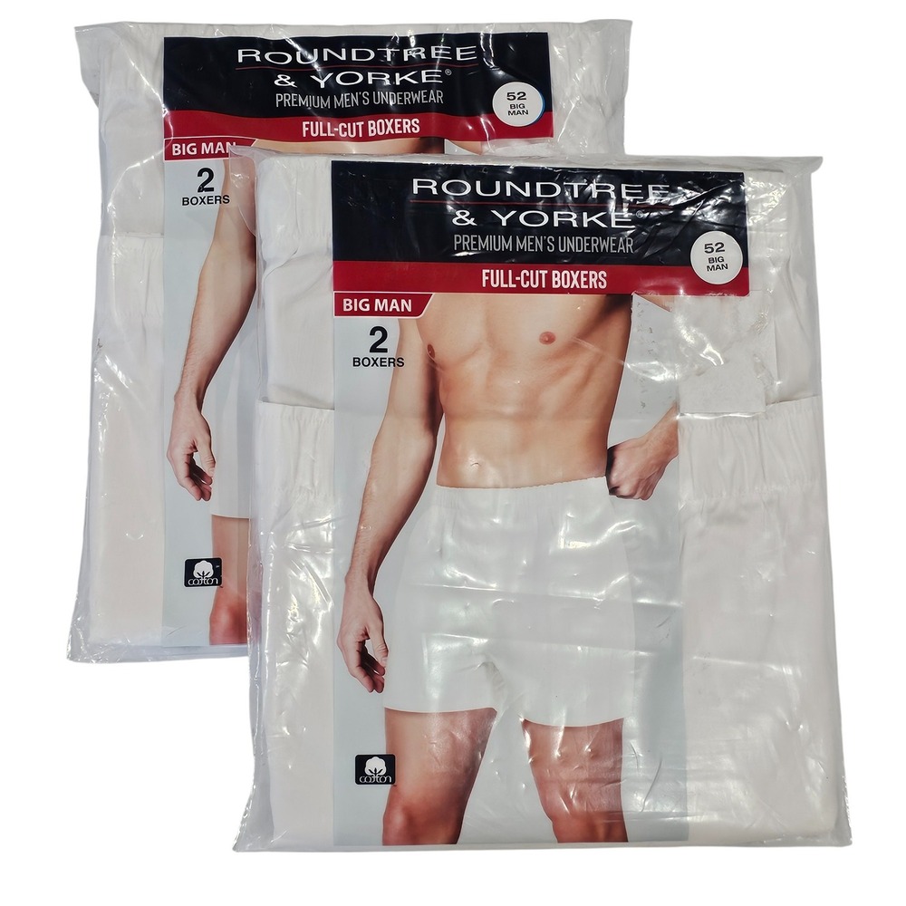 Lot of 2 Big Man Boxers Size 52 Roundtree & Yorke (4 Pairs) Full-Cut Underwear